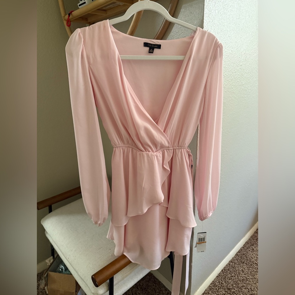 Macys pink longlseeve dress